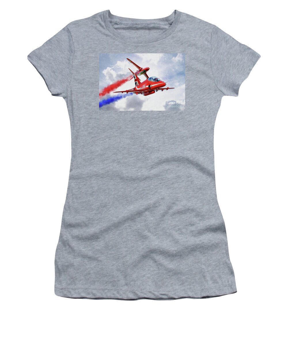 Red Arrows Art Women's T-Shirt featuring the digital art The Synchro Pair by Airpower Art