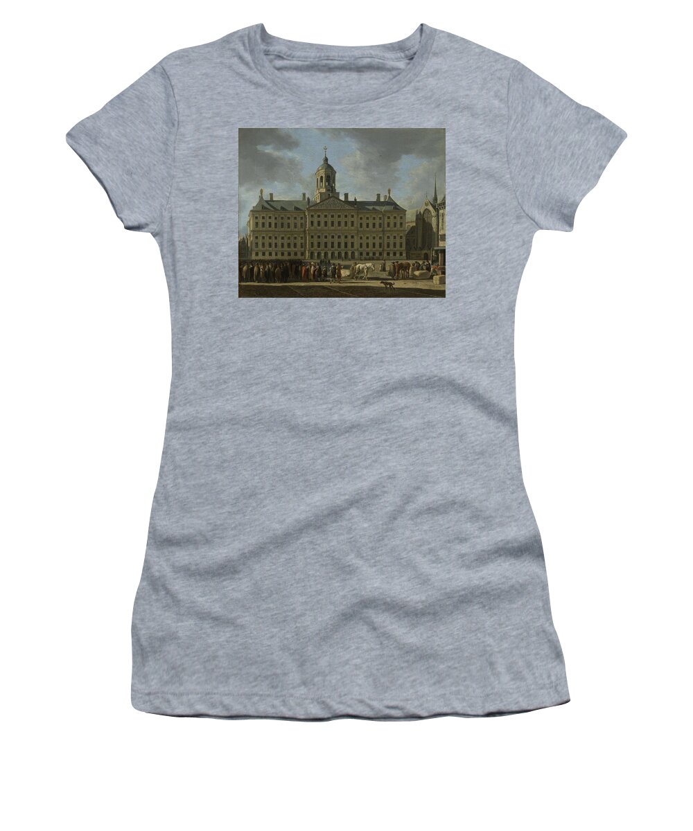 Painting Women's T-Shirt featuring the painting The Town Hall on Dam Square, 1672 by Vincent Monozlay