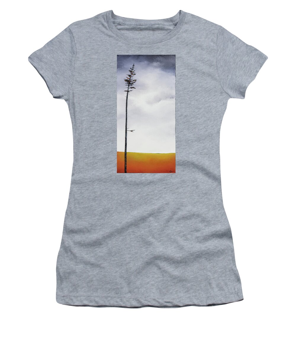 Trees Women's T-Shirt featuring the painting The Trees are So Tall Here II   by Carolyn Doe