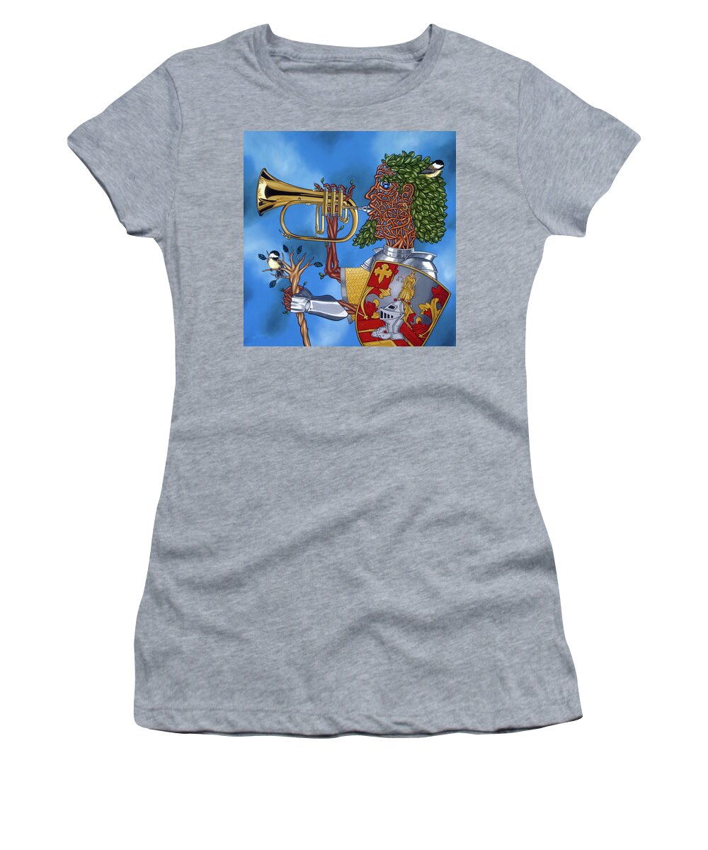  Women's T-Shirt featuring the painting The Trumpiter by Paxton Mobley
