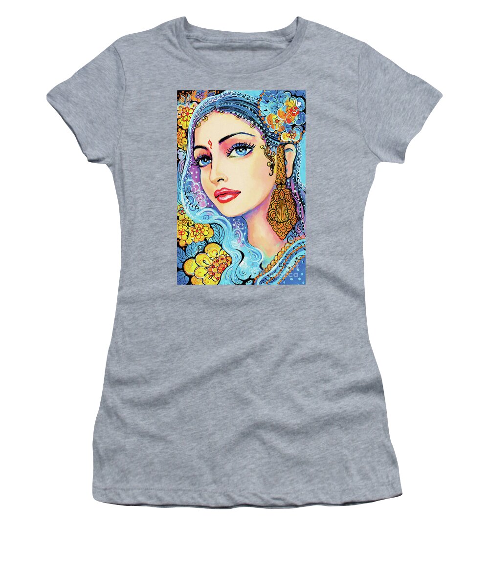 Indian Woman Women's T-Shirt featuring the painting The Veil of Aish by Eva Campbell
