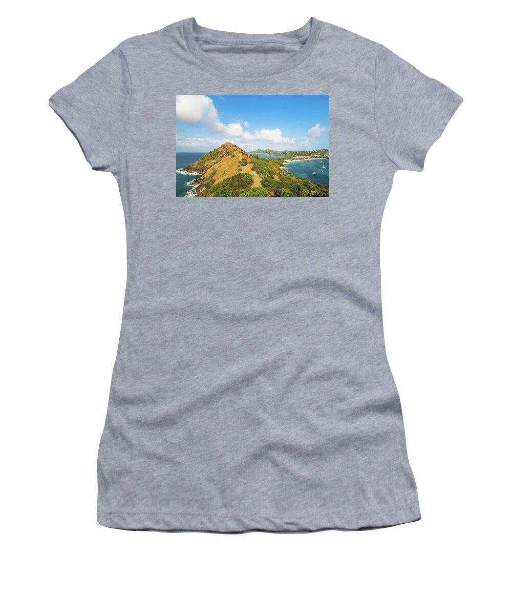 Pigeon Women's T-Shirt featuring the photograph The view from Fort Rodney on Pigeon Island Gros Islet by Toby McGuire
