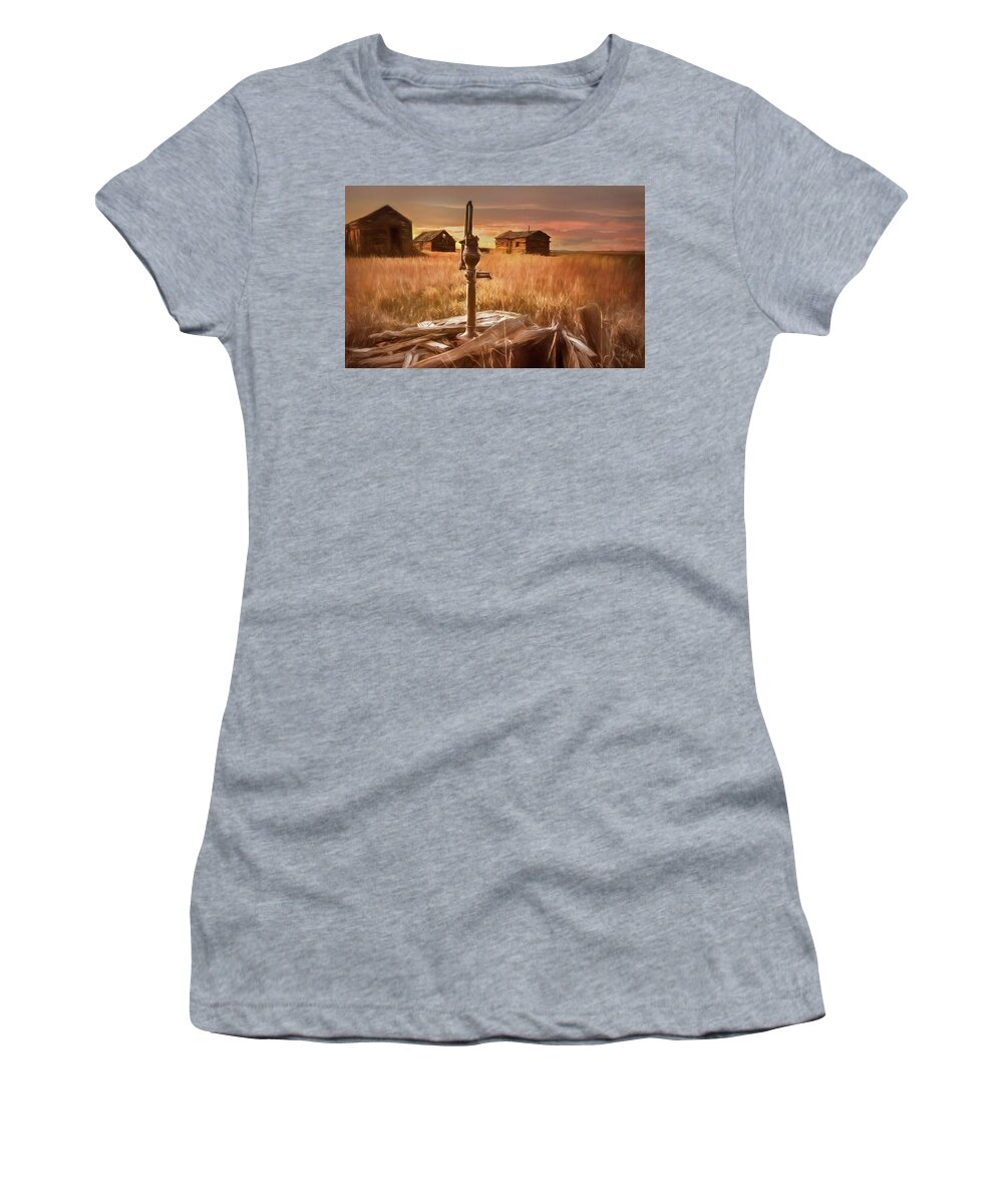 Rural Women's T-Shirt featuring the photograph The Well Pump ll by Debra Boucher