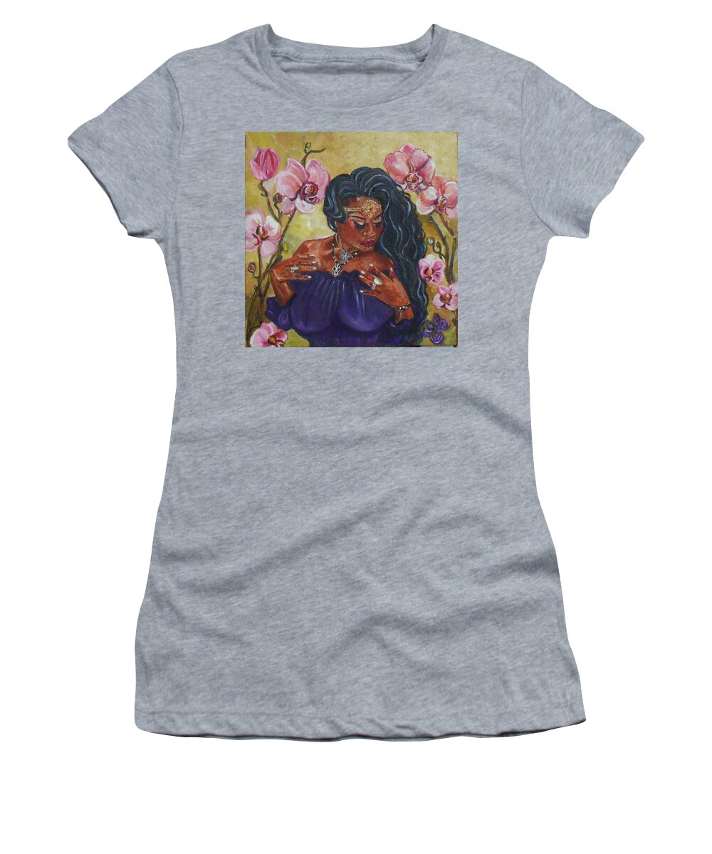 Magic Women's T-Shirt featuring the painting The Witch - Orchid's Whisper by Yesi Casanova