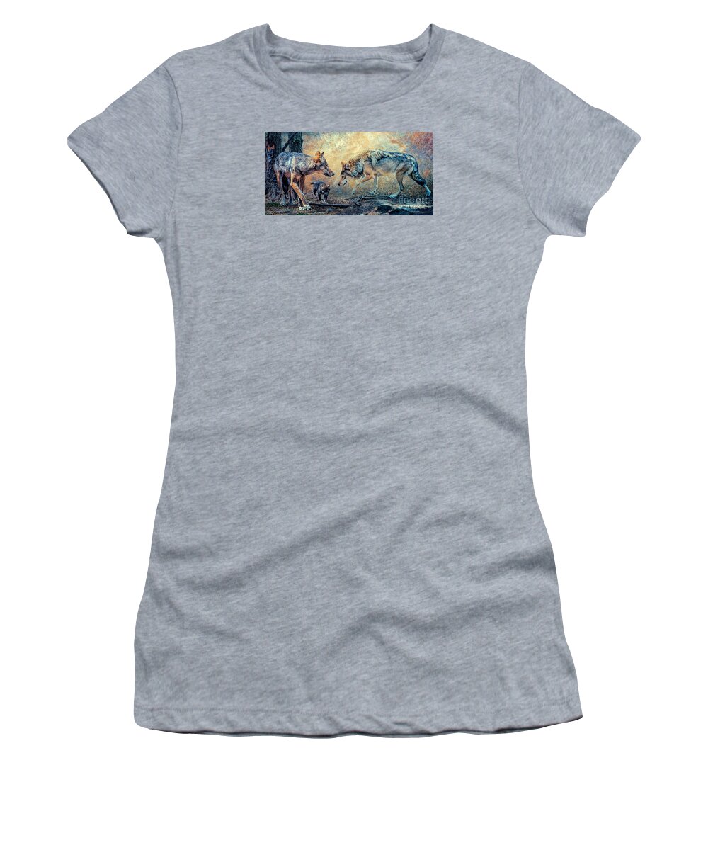 Wolf Family Women's T-Shirt featuring the photograph The Wolf Family by Brian Tarr