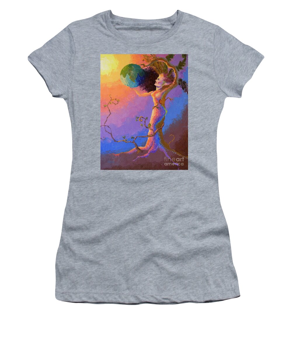 Cards Women's T-Shirt featuring the painting The World by Srishti Wilhelm
