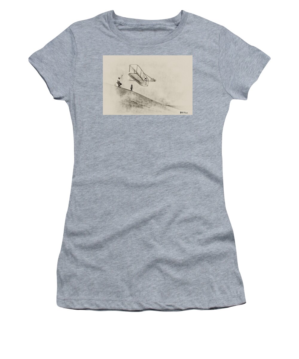 Wright Brothers Women's T-Shirt featuring the photograph The Wright Brothers at Kittyhawk by Bill Cannon