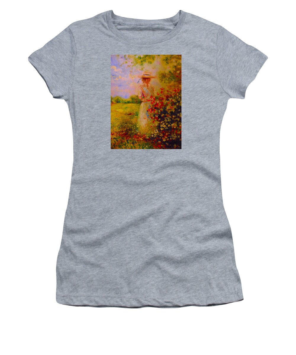 Landscape Women's T-Shirt featuring the painting This Is A Good View by Emery Franklin