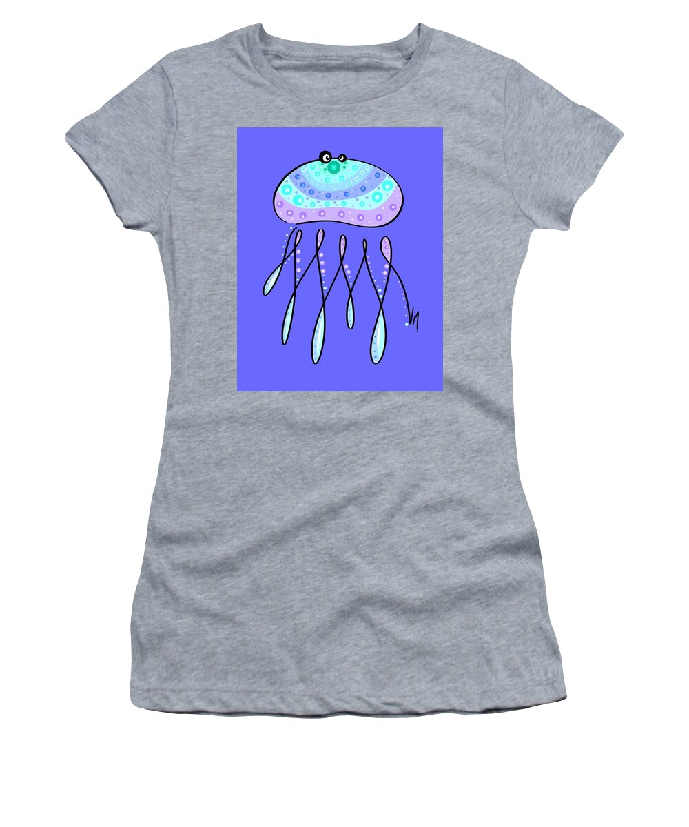 Jellyfish Women's T-Shirt featuring the painting Thoughts and colors series jellyfish by Veronica Minozzi