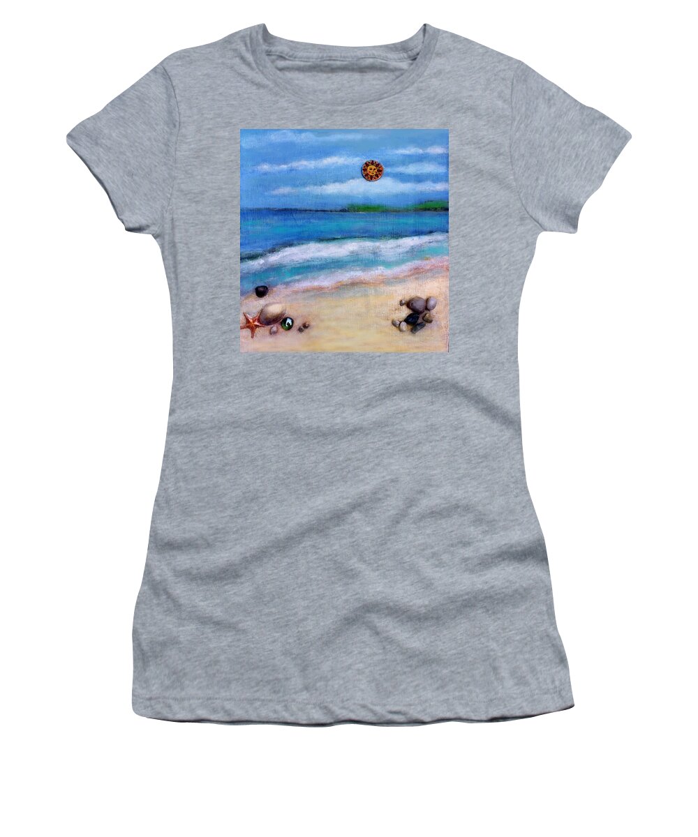 Beach Women's T-Shirt featuring the painting Three Beaches A by Mary Ann Leitch