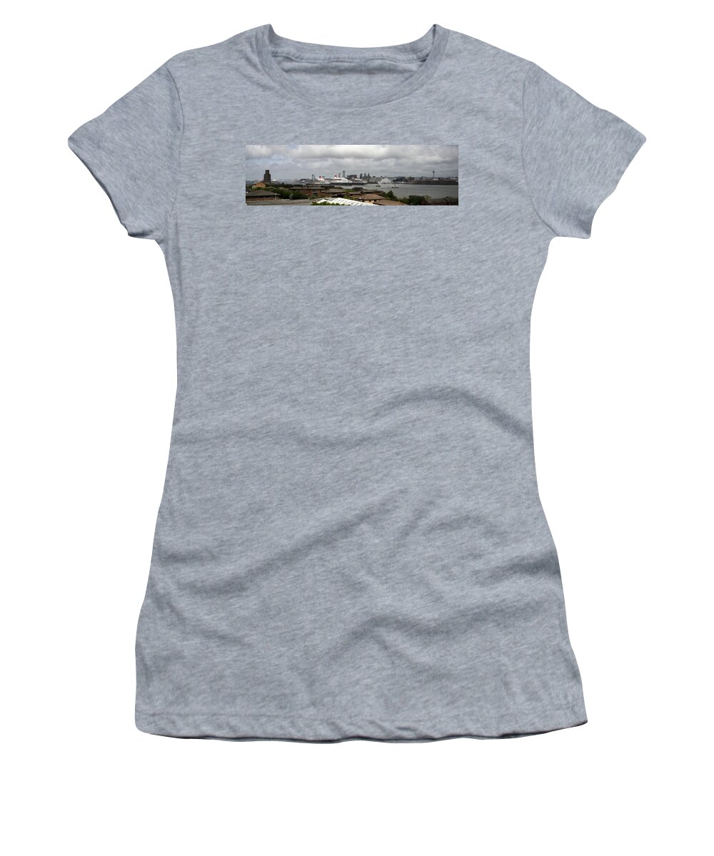 Cunard Women's T-Shirt featuring the photograph Three Queens on the Mersey by Spikey Mouse Photography