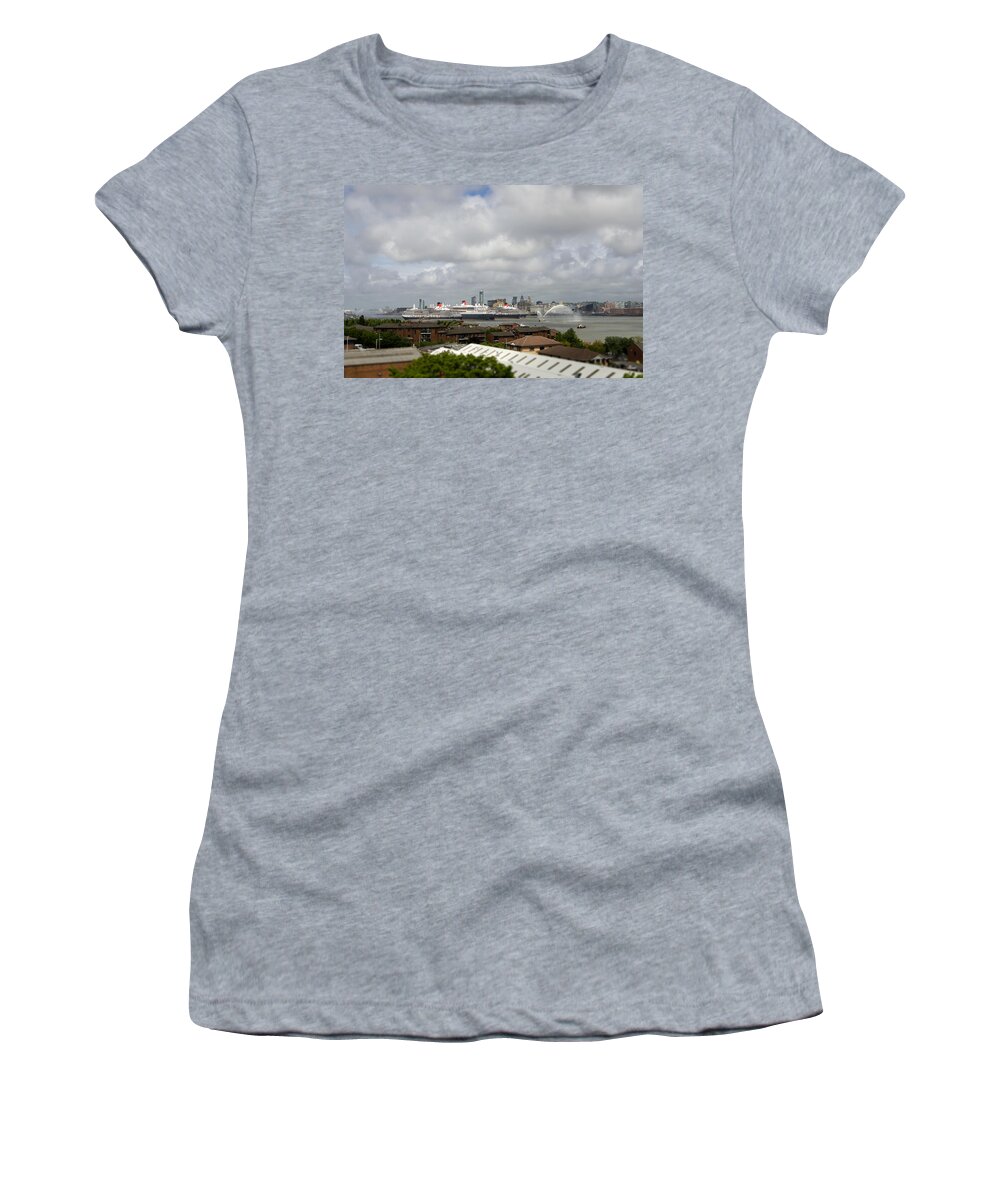 Cunard Women's T-Shirt featuring the photograph Three Queens Salute by Spikey Mouse Photography