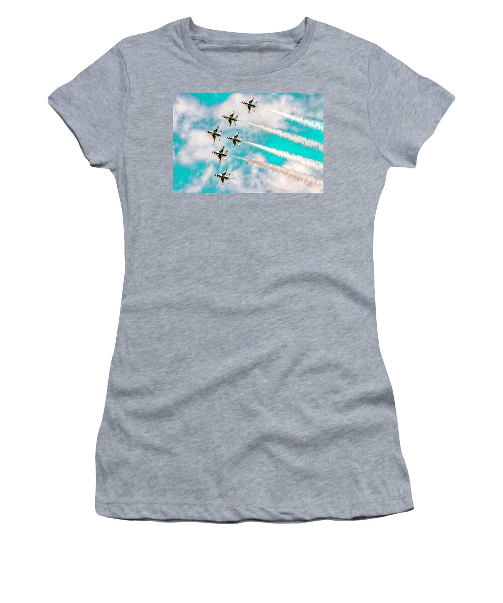  F16 Women's T-Shirt featuring the photograph Thunderbirds - All 6 by Bill Gallagher