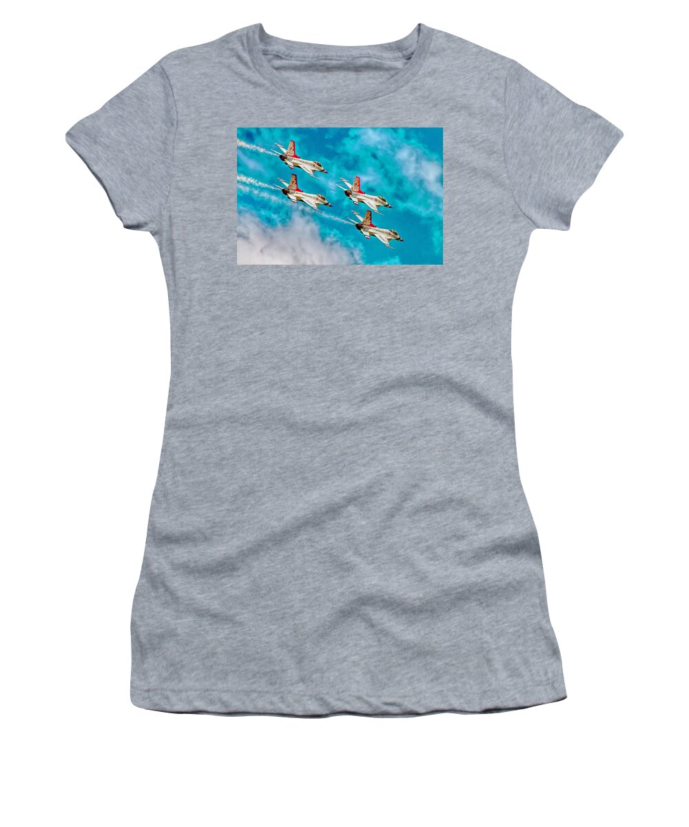 F16 Women's T-Shirt featuring the photograph Thunderbirds In Formation II by Bill Gallagher
