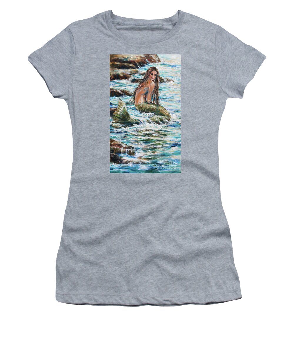Mermaid Women's T-Shirt featuring the painting Tidepool by Linda Olsen