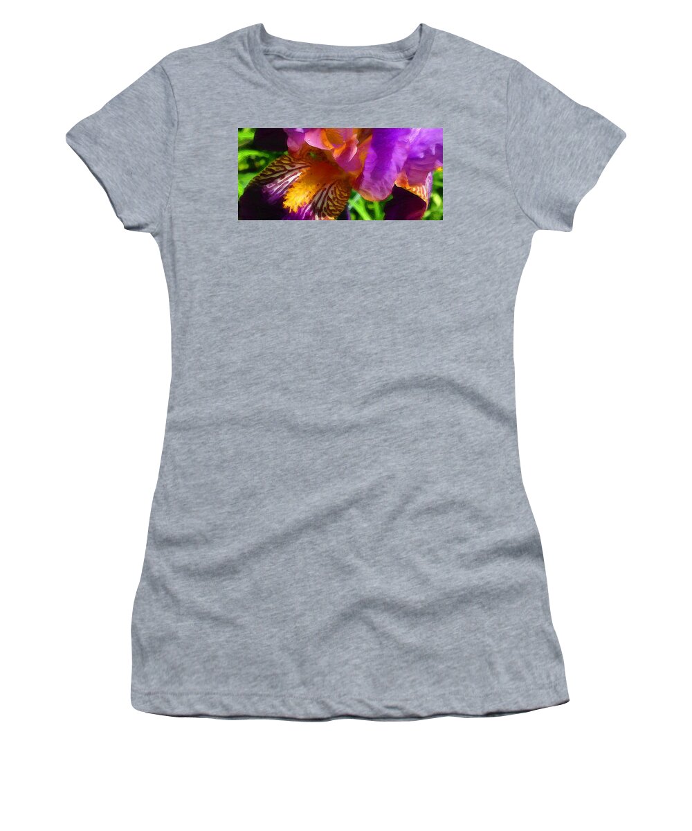 Landscape Women's T-Shirt featuring the photograph Tiger Iris in Watercolor by Morgan Carter