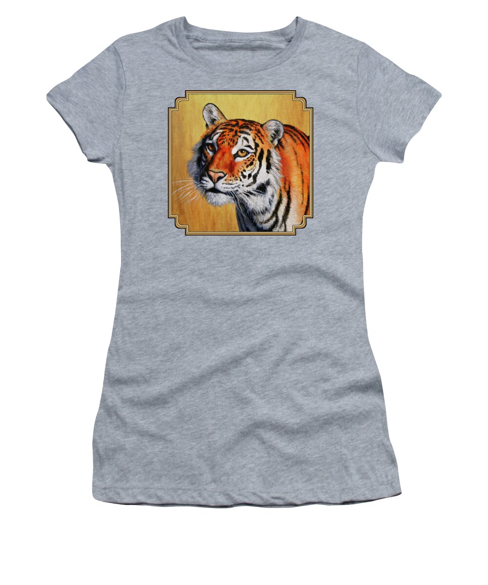 Tiger Women's T-Shirt featuring the painting Tiger Portrait by Crista Forest