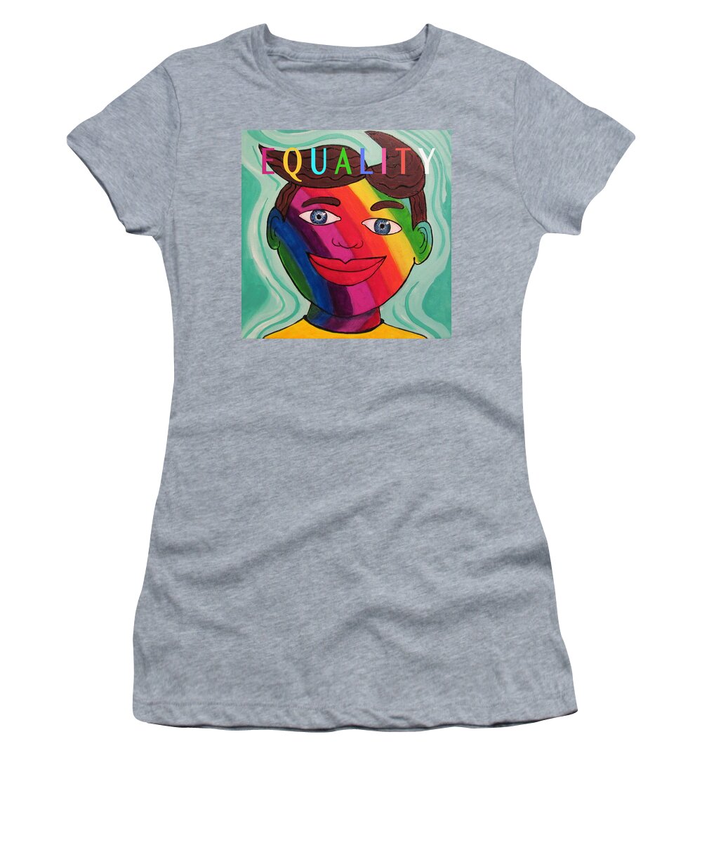 Rainbow Women's T-Shirt featuring the painting Tillie for Equality by Patricia Arroyo