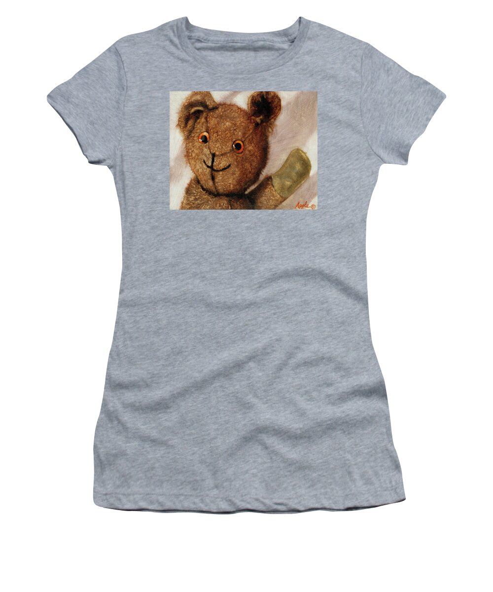 Teddy Bear Women's T-Shirt featuring the painting Tillie - vintage bear painting by Linda Apple