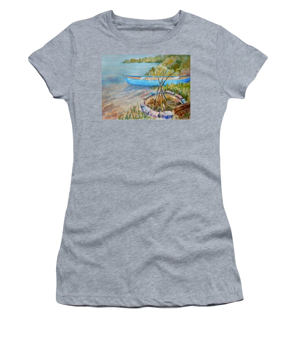 Canoe Women's T-Shirt featuring the painting Time Out by Barbara Parisien