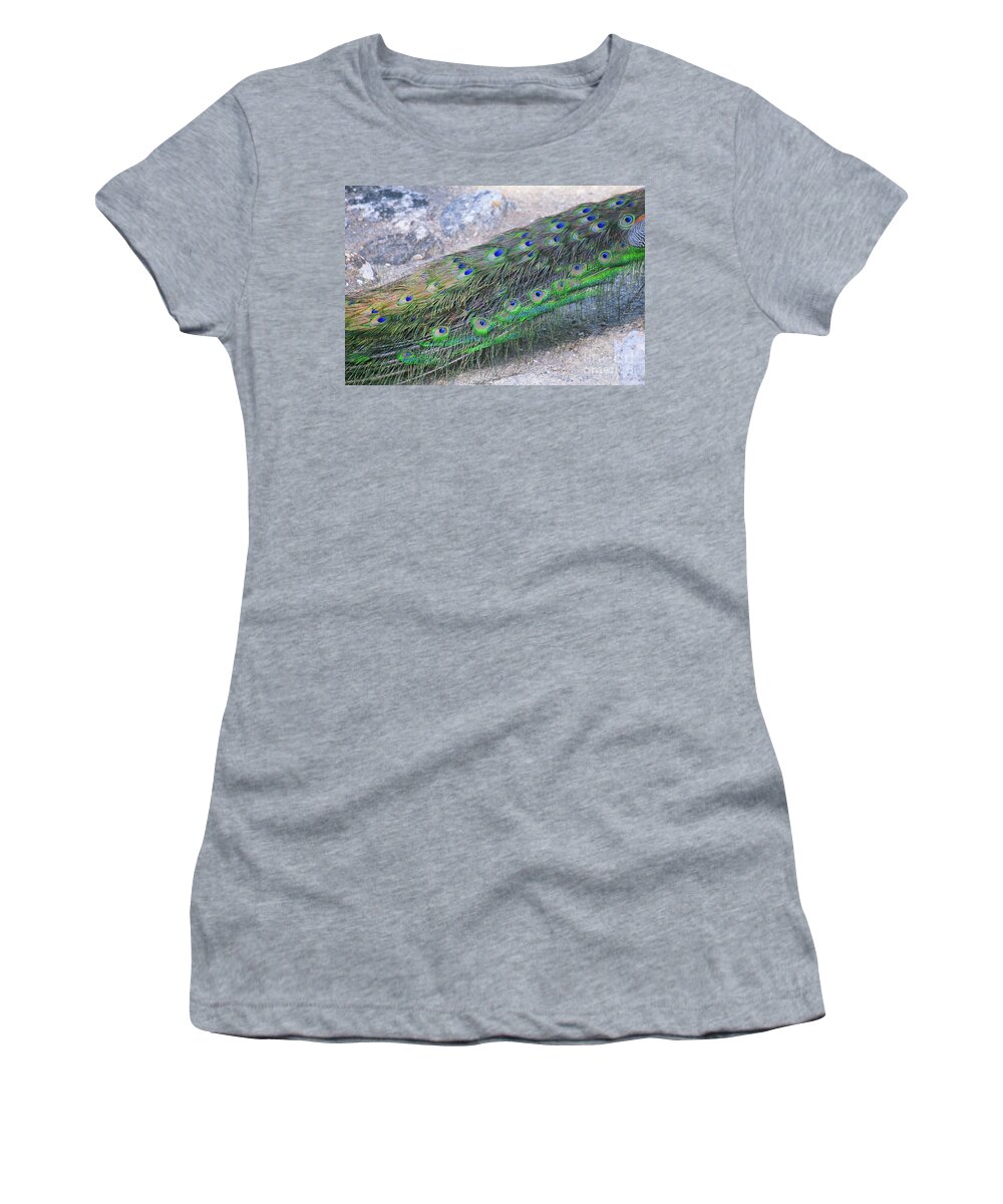 Peacock Tail Women's T-Shirt featuring the photograph Tito's Swag by Donna L Munro