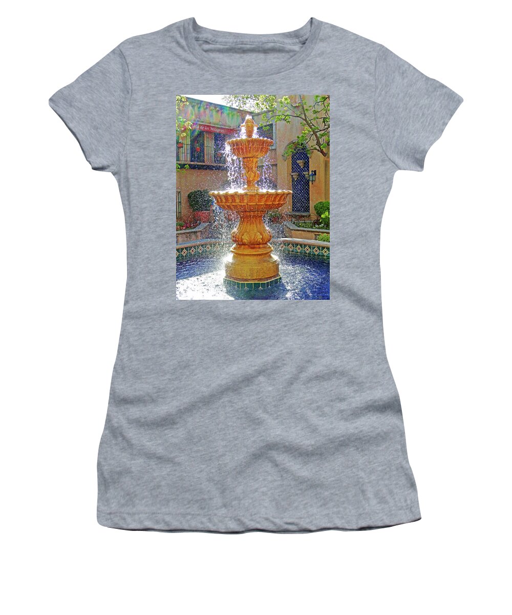 Tlaquepaque Women's T-Shirt featuring the photograph Tlaquepaque Fountain in Sunlight by Robert Meyers-Lussier