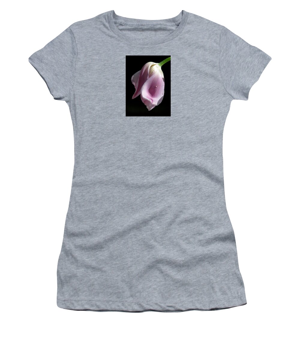 Pink Tulips Women's T-Shirt featuring the photograph To Languish by Angela Davies