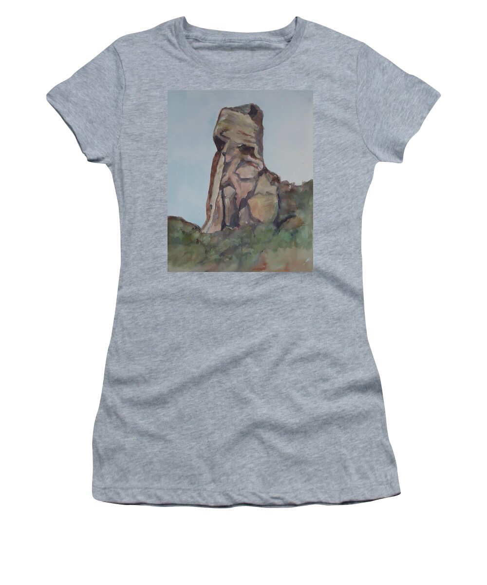 Rock Formation Women's T-Shirt featuring the painting Toad Rock by Charme Curtin
