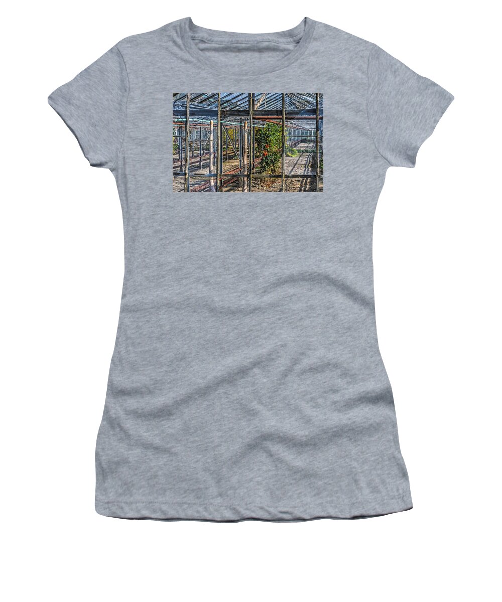 Greenhouse Women's T-Shirt featuring the photograph Tomatoes and Pumpkins by Frans Blok