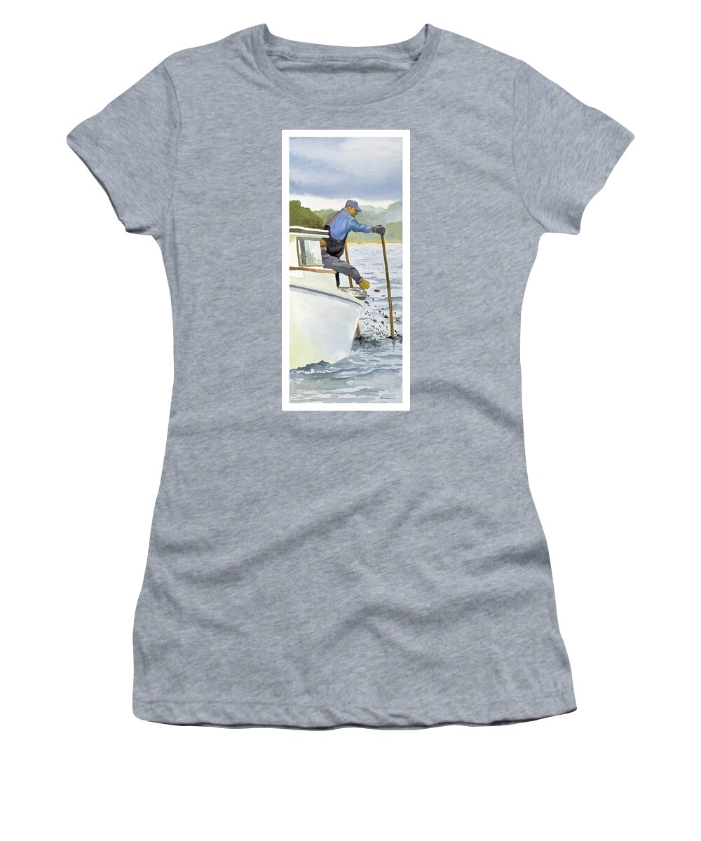 Boat Men Women's T-Shirt featuring the painting Tonger by Mary Blumberg