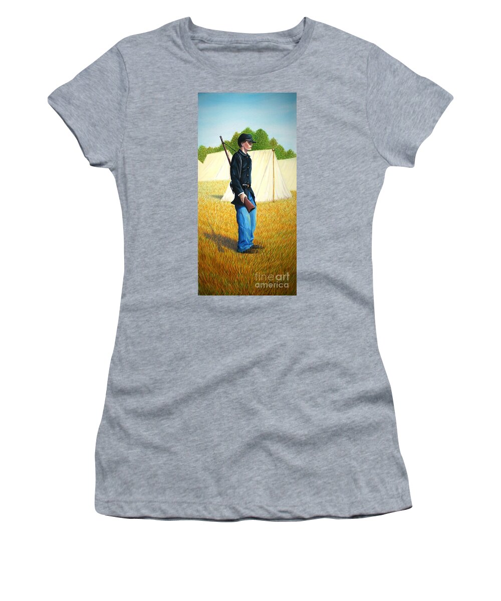 Figure Women's T-Shirt featuring the painting Too Young by Stacy C Bottoms