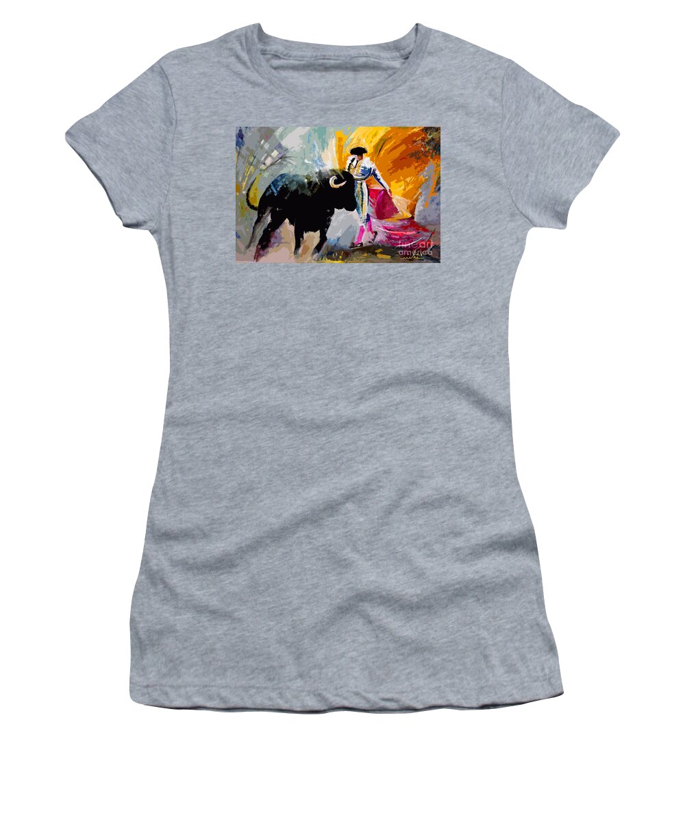 Toros Women's T-Shirt featuring the mixed media Toroscape 03 by Miki De Goodaboom