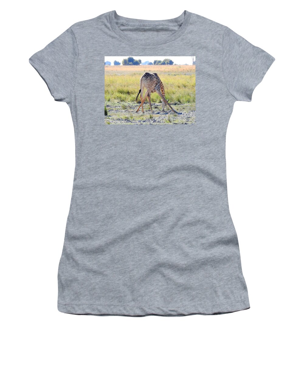 Giraffe Women's T-Shirt featuring the photograph Tough Job by Betty-Anne McDonald