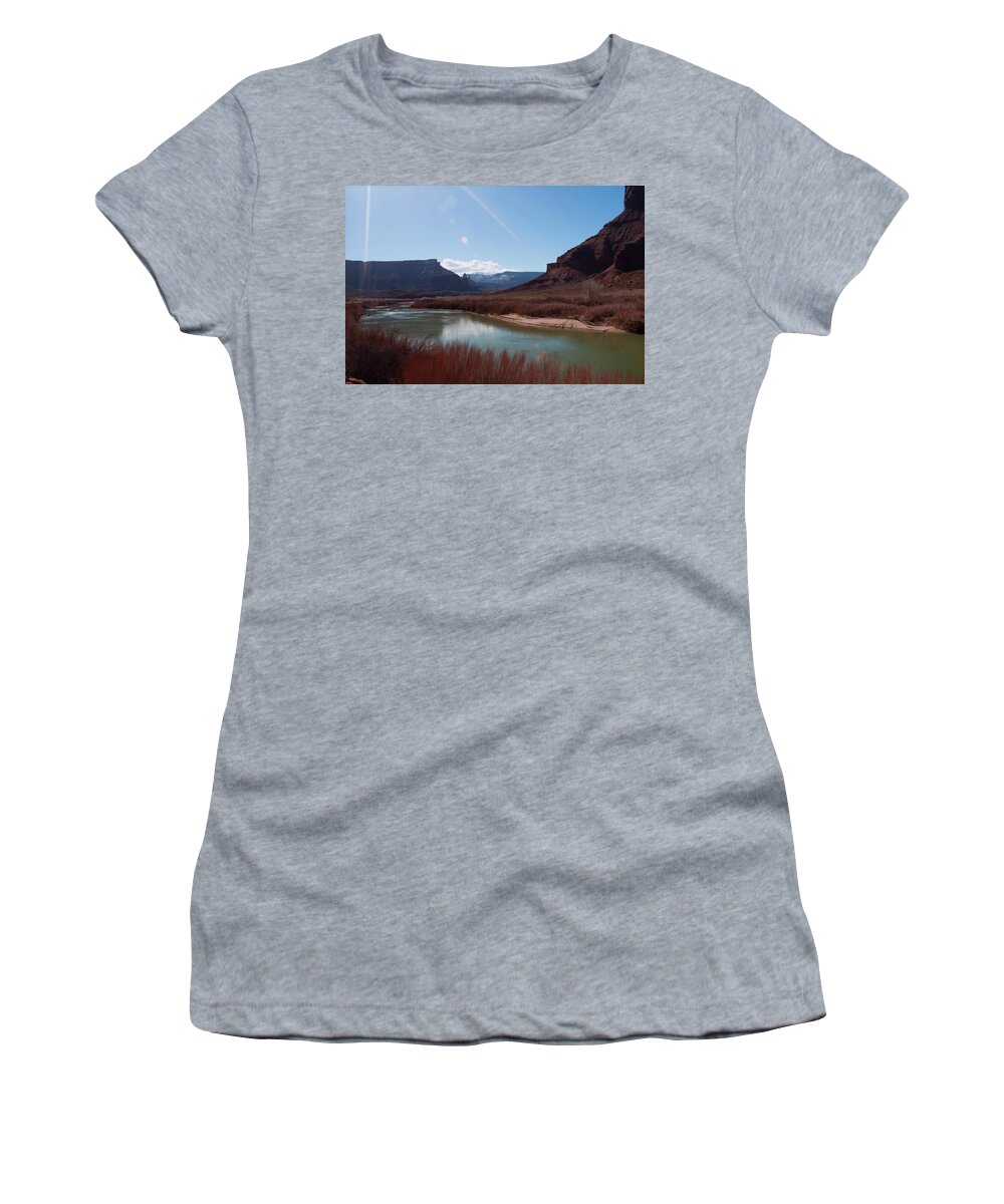 Moab Women's T-Shirt featuring the photograph Towards Fisher Towers by Julia McHugh