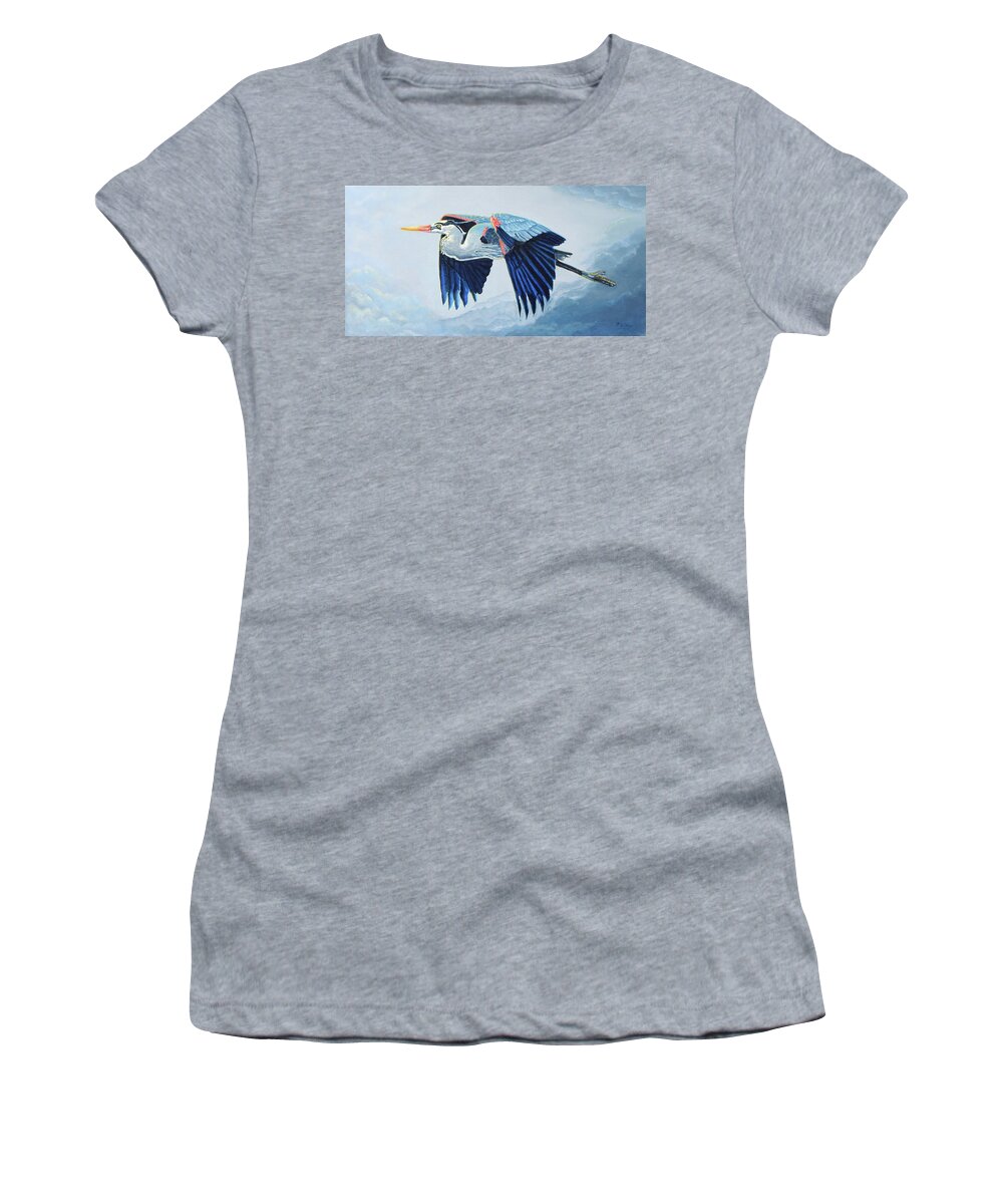 Heron Women's T-Shirt featuring the painting Towards the Light by Pat St Onge
