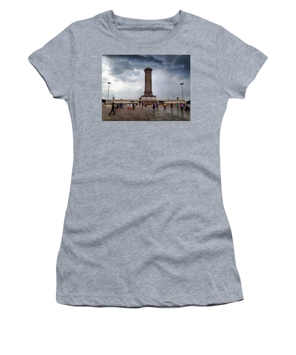 China Women's T-Shirt featuring the photograph Tower in Tiananmen Square in Beijing by Ashish Agarwal