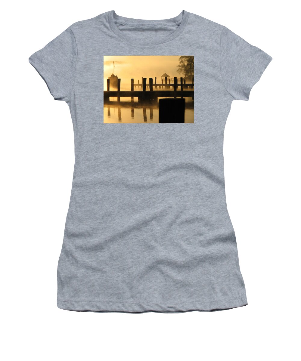 Photography Meredith Nh Photographs Women's T-Shirt featuring the photograph Town Docks by Mike Mooney