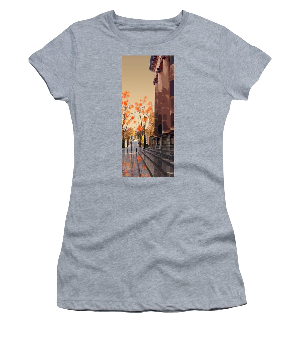 Lancaster Women's T-Shirt featuring the digital art Town Hall Steps by Joe Tamassy