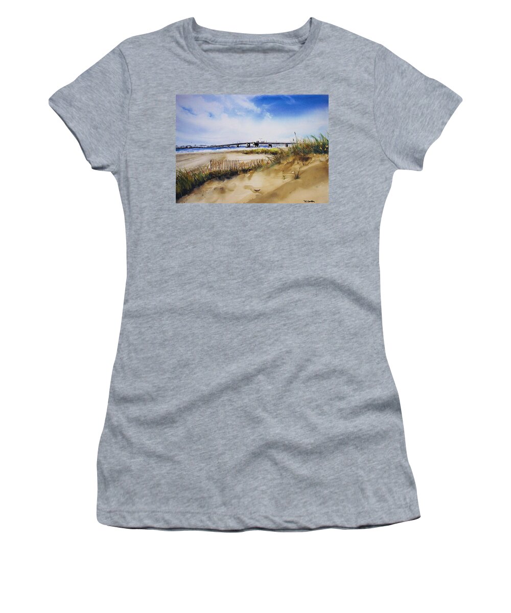 Beach Women's T-Shirt featuring the painting Townsends Inlet by Phyllis London