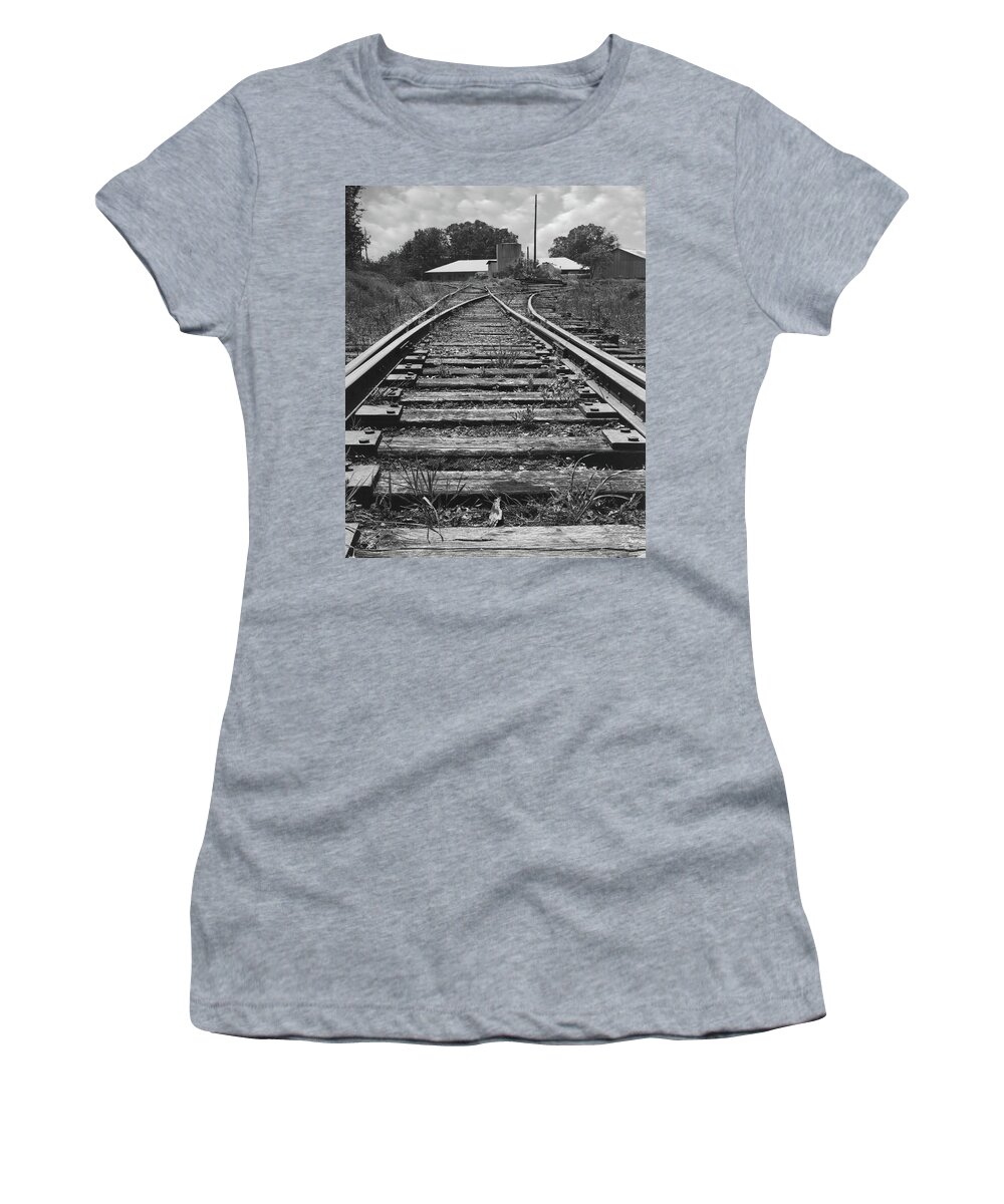 Railroad Tracks Women's T-Shirt featuring the photograph Tracks by Mike McGlothlen