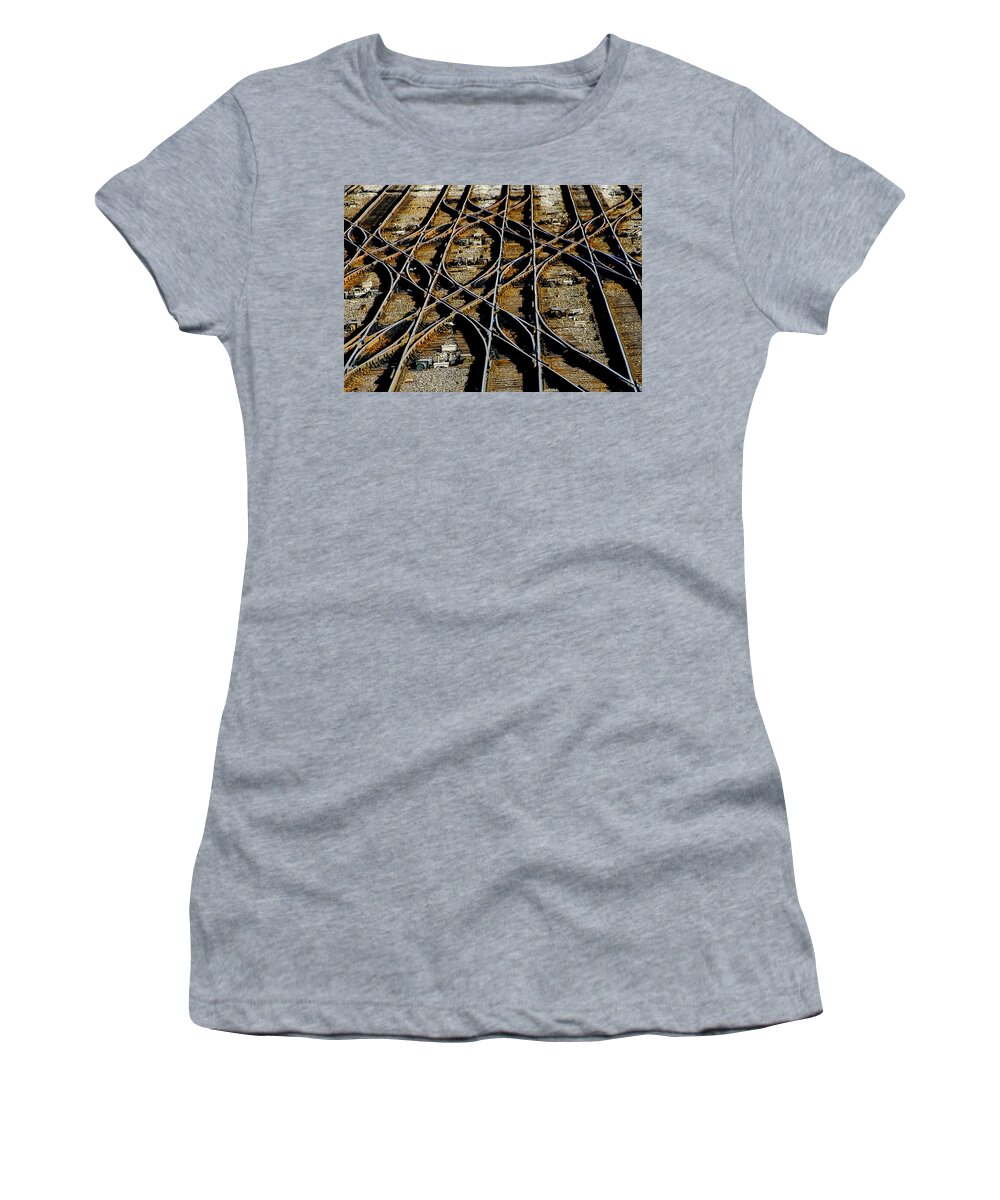 Abstract Women's T-Shirt featuring the photograph Tracks of Abandon by Michael Nowotny