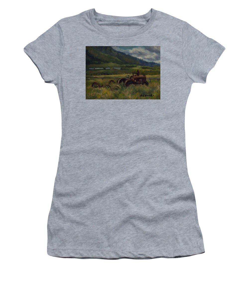 Tractor From Swan Valley Women's T-Shirt featuring the painting Tractor From Swan Valley by Lori Brackett