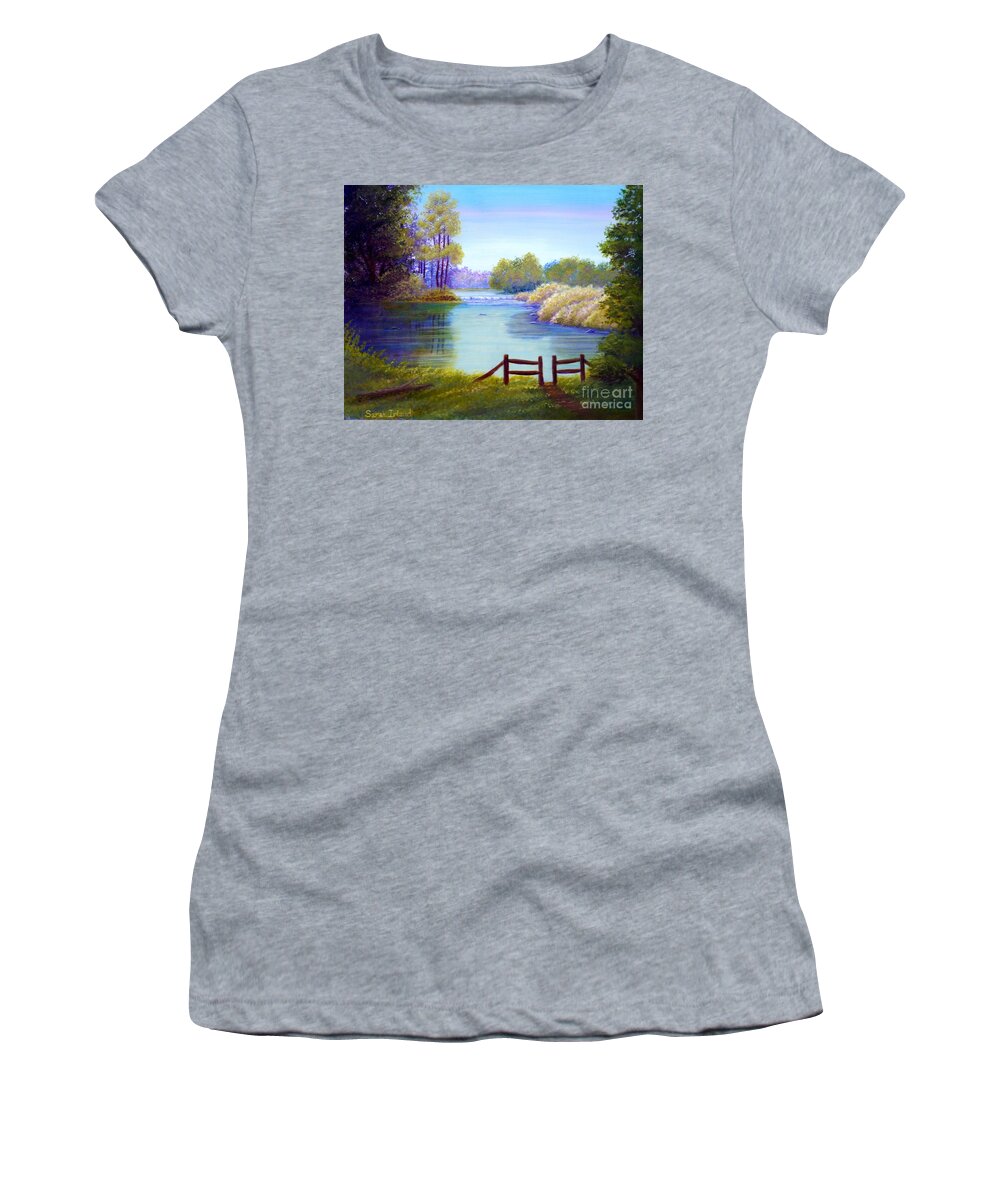 Tranquil Women's T-Shirt featuring the painting Tranquil View by Sarah Irland