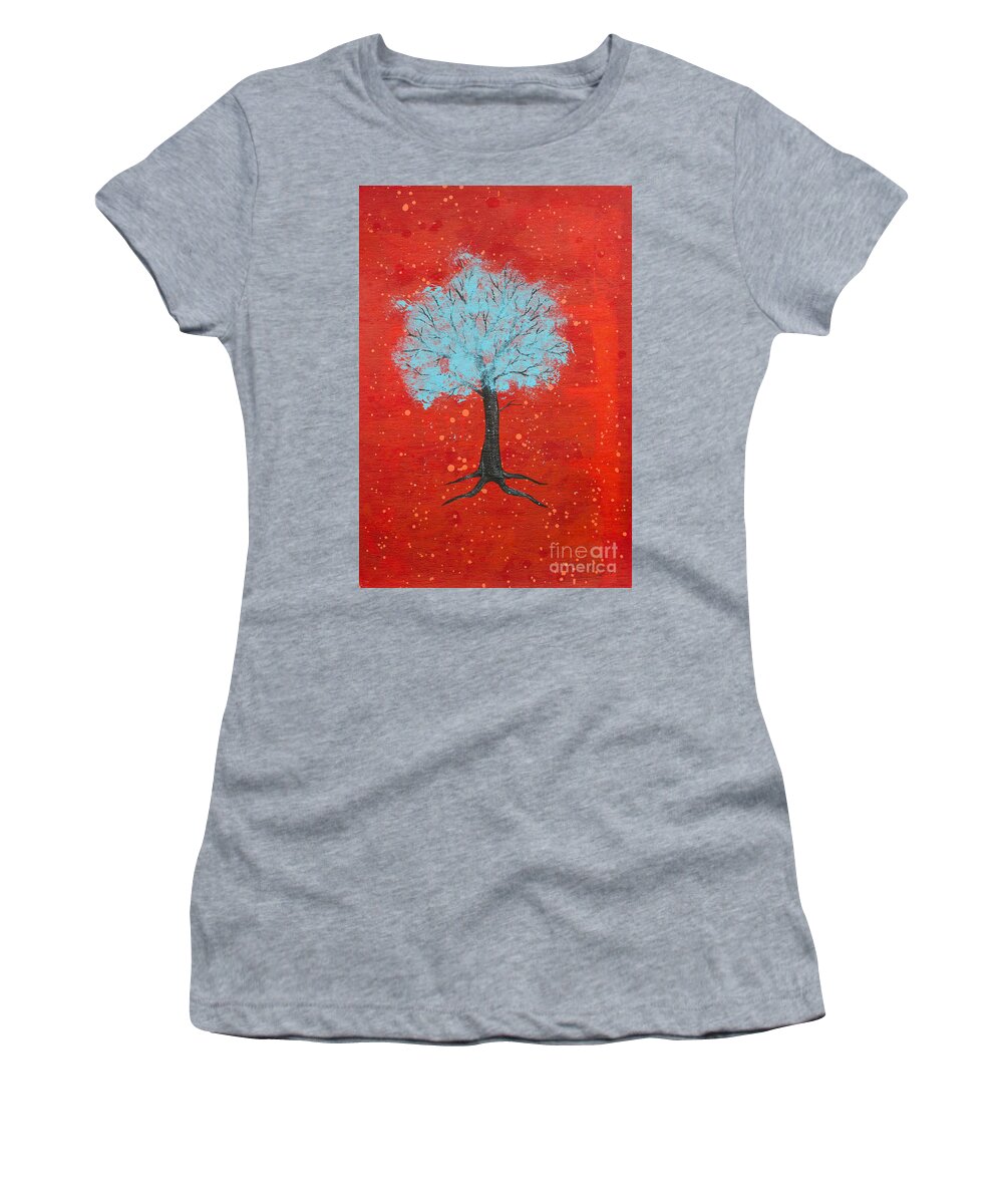 Tree Women's T-Shirt featuring the painting Nuclear Winter by Stefanie Forck