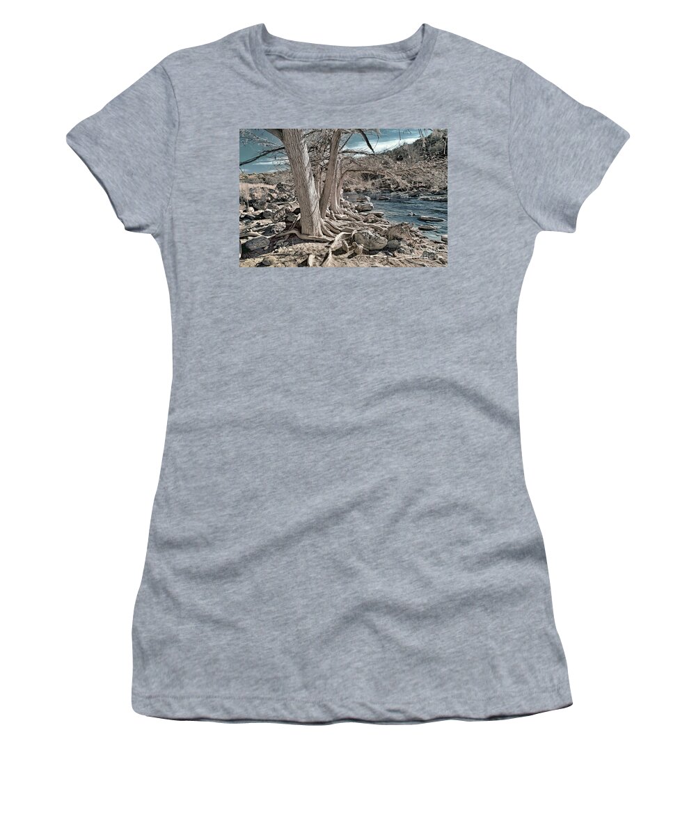 Top Artist Women's T-Shirt featuring the photograph Trees Along The Pedernales by Norman Gabitzsch