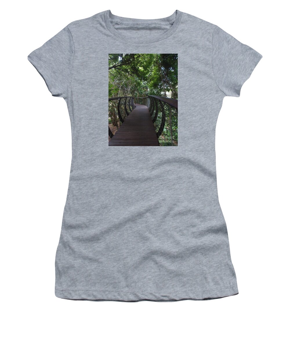 Treetop Women's T-Shirt featuring the photograph Treetop Canopy Walk by Bev Conover