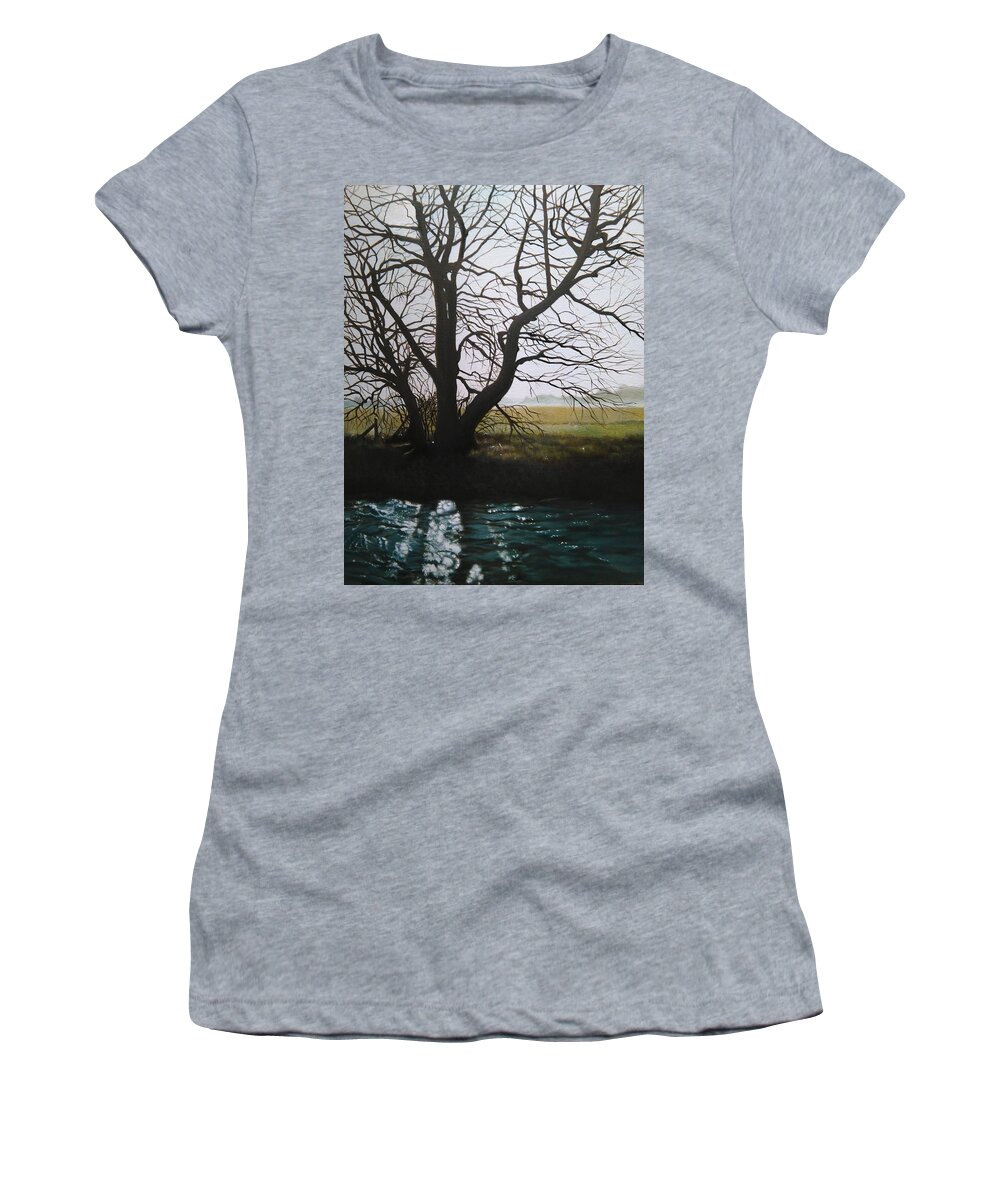 Tree Women's T-Shirt featuring the painting Trent Side Tree. by Caroline Philp