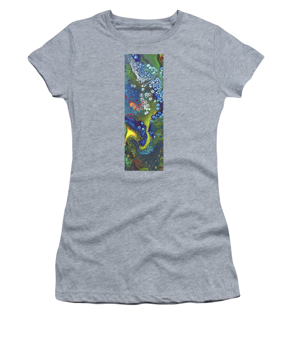 Acrylic Pour Women's T-Shirt featuring the mixed media Tri Space Centre by David Bader