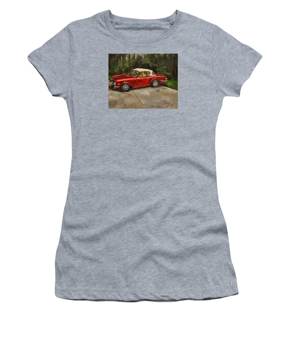 Car Women's T-Shirt featuring the painting Triumph by Lindsay Frost