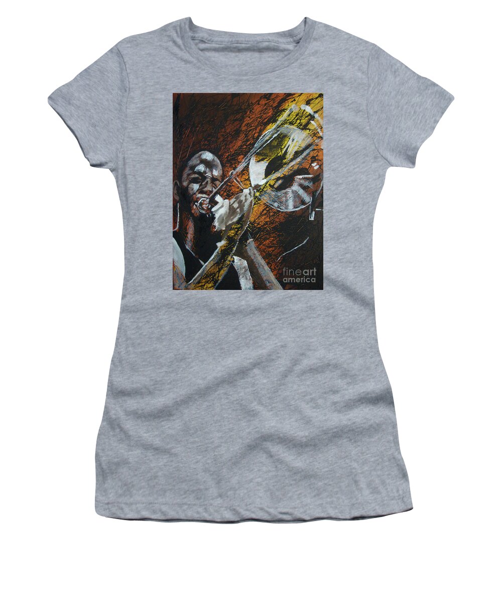 Trombone Shorty Women's T-Shirt featuring the painting Trombone Shorty by Stuart Engel